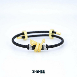 Shinee Jewellry ชาร์มพญานาค ขนาด Freesize สายสีดำ ไหมสีเงิน - Shinee Jewellry, Shinee Jewellry