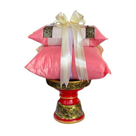 ชุดถวายพระ หมอนพิง-กล่องใส่กระดาษทิชชู่ สีชมพู - วัดศรีบัวบาน, อิ่มบุญ วันวิสาขบูชา
