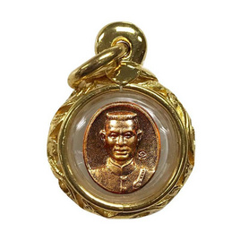 เหรียญเม็ดแตงสมเด็จพระนเรศวรหลังพระพุทธชินราช เนื้อทองแดง เลี่ยมกรอบบรอนซ์สำริดชุบทอง - วัดศรีบัวบาน, บูรพกษัตริย์