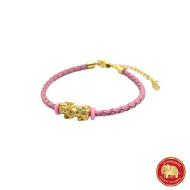 ห้างทองเยาวราชกรุงเทพ สร้อยข้อมือเชือกหนังปี่เซียะ 0.5 กรัม สีชมพู - ห้างทองเยาวราชกรุงเทพ, กำไลข้อมือ