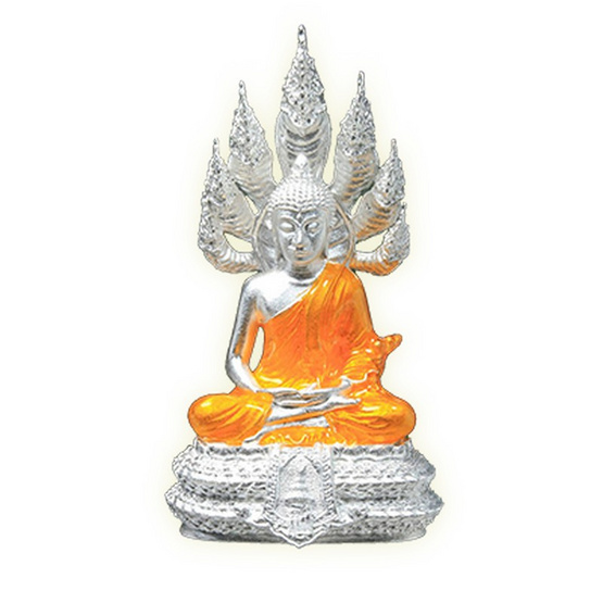 รูปหล่อพระนาคปรก ส.ธ. พิมพ์ใหญ่ เนื้อเงินซาตินลงยาจีวร สูง 3.2 ซม. รูปหล่อพระนาคปรก ส.ธ. พิมพ์ใหญ่ เนื้อเงินซาตินลงยาจีวร สูง 3.2 ซม.