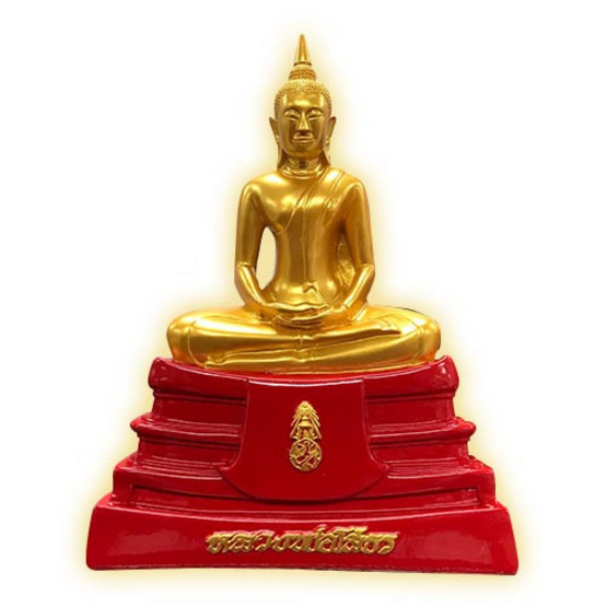 พระบูชาหลวงพ่อโสธร เนื้อเรซิ่นทาทองฐานแดง ขนาด 5 นิ้ว พระบูชาหลวงพ่อโสธร เนื้อเรซิ่นทาทองฐานแดง ขนาด 5 นิ้ว