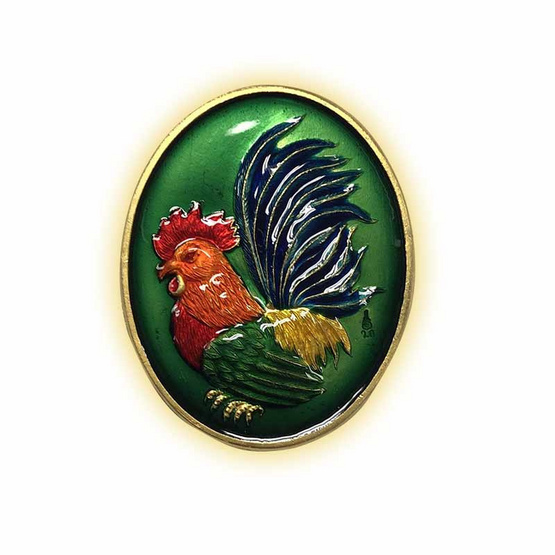 เหรียญไก่ฟ้าพญาเลี้ยง กะไหล่ทองลงยาเขียว พิมพ์ใหญ่ เหรียญไก่ฟ้าพญาเลี้ยง กะไหล่ทองลงยาเขียว พิมพ์ใหญ่