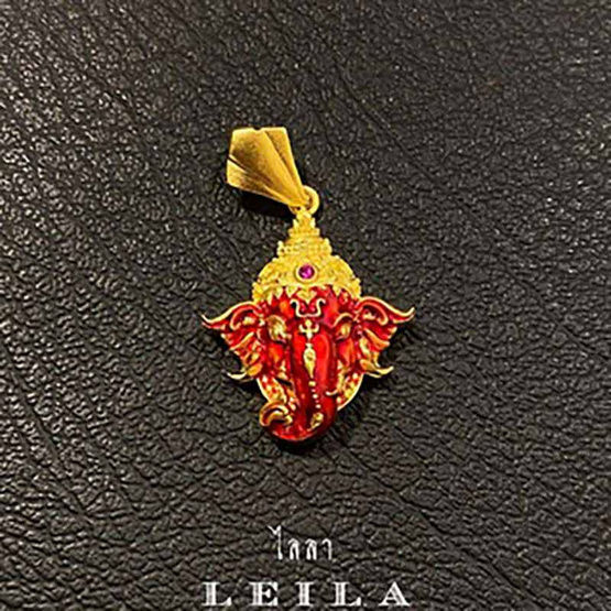Leila Amulets พระพิฆเนศ รุ่น พรพระคเณศ (พร้อมกำไลหินฟรีตามรูป) สีแดง