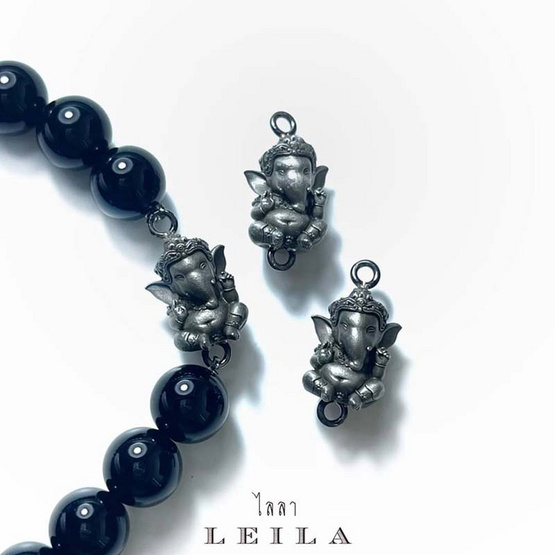 Leila Amulets พระพิฆเนศ คชานนะ (พร้อมกำไลหินฟรีตามรูป) สีเงิน