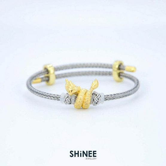 Shinee Jewellry ชาร์มพญานาค ขนาด Freesize สายสีเทา ไหมสีเงิน