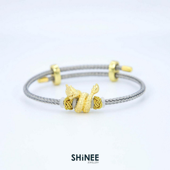 Shinee Jewellry ชาร์มพญานาค ขนาด Freesize สายเงิน ไหมสีทอง