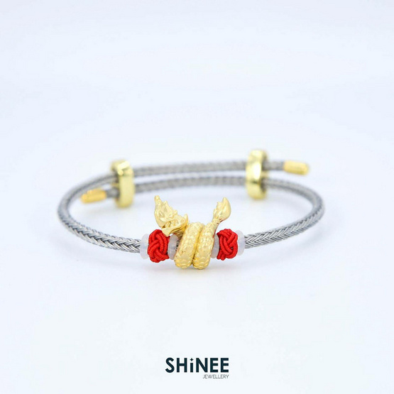 Shinee Jewellry ชาร์มพญานาค ขนาด Freesize สายสีเงิน ไหมสีแดง
