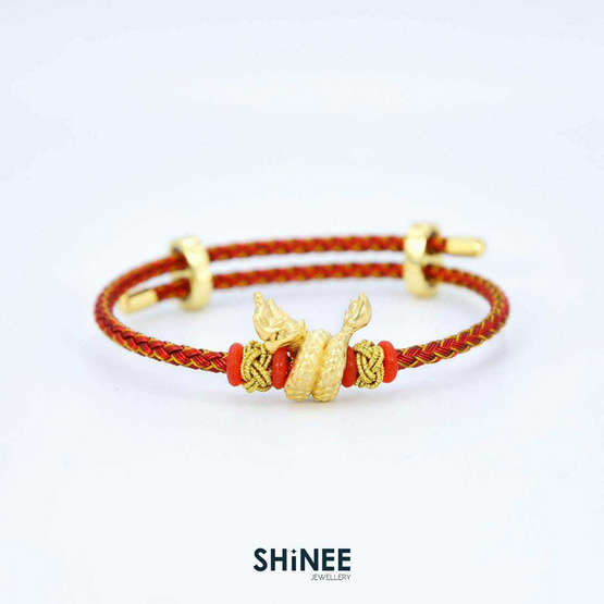 Shinee Jewellry ชาร์มพญานาค ขนาด Freesize สายสีแดงทอง ไหมสีทอง