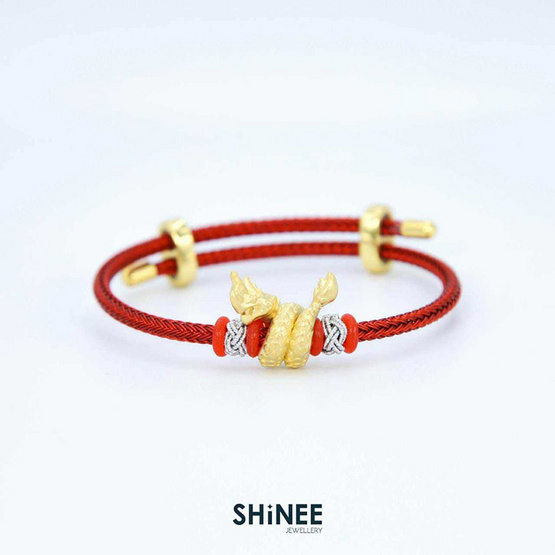 Shinee Jewellry ชาร์มพญานาค ขนาด Freesize สายสีแดง ไหมสีเงิน