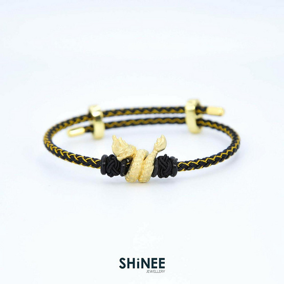 Shinee Jewellry ชาร์มพญานาค ขนาด Freesize สายสีดำทอง ไหมสีดำ