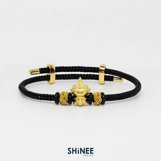 Shinee Jewellry ชาร์มท้าวเวสสุวรรณ ขนาด Freesize สายสีดำไหมสีทอง