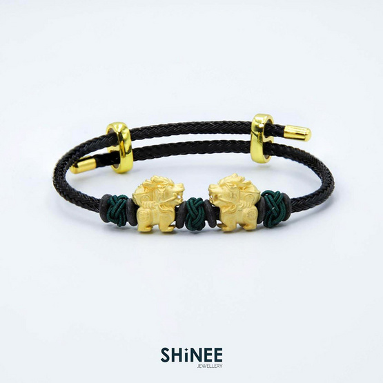 Shinee Jewellry ชาร์มปี่เซียะคู่ ขนาด Freesize สายสีดำไหมสีเขียว