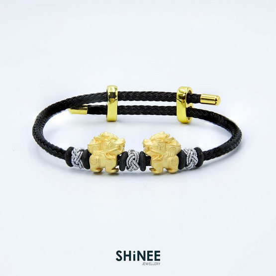 Shinee Jewellry ชาร์มปี่เซียะคู่ ขนาด Freesize สายสีดำไหมสีเงิน